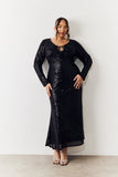 Black Sequin Long Sleeve Maxi Dress