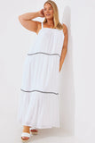 Embroidered Trim Tiered Maxi Dress