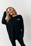 Black Fits Leisure Club Graphic Oversized Long Sleeve T-Shirt