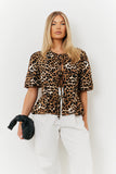 Leopard Tie Up Blouse