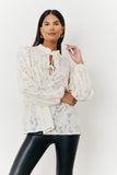 Jacquard Balloon Sleeve Blouse