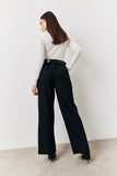 Black Elasticated Waist Wide Leg Trouser