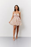 Pink Floral Milkmaid Bubble Hem Mini Dress