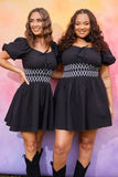 Short Sleeve Milkmaid Dress With Embroidery Detail