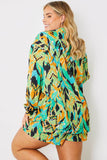 Abstract Printed Button Up Co-Ord Beach Shirt