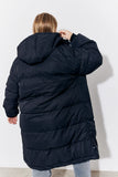 Black Hooded Longline Popper Puffer Coat
