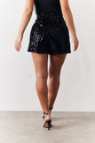 Black Sequin Boxy Shorts