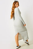 Ribbed Crew Neck Midi Dress