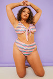 Multi Zig Zag High Waisted Bikini Bottoms