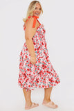 Shirred Bust Ruffle Midi Dress