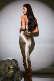 Liquid Satin Cowl Neck Midi Dress